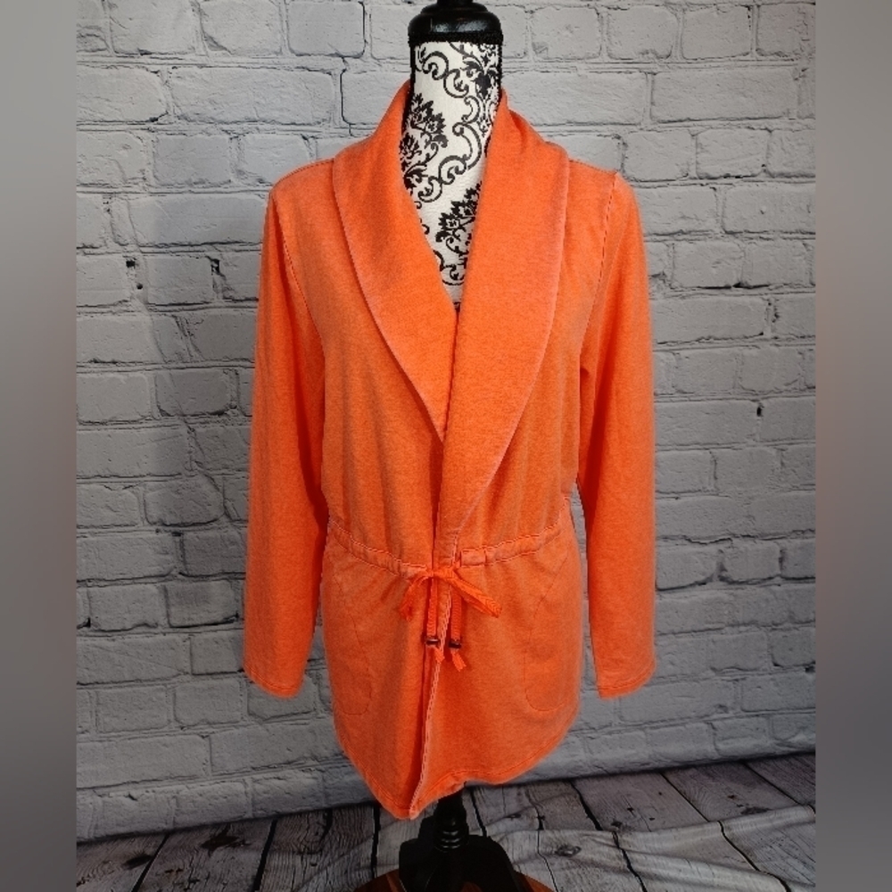 Any Body women's long sleeve stretch knit tie front jacket sz m pockets NWT b3